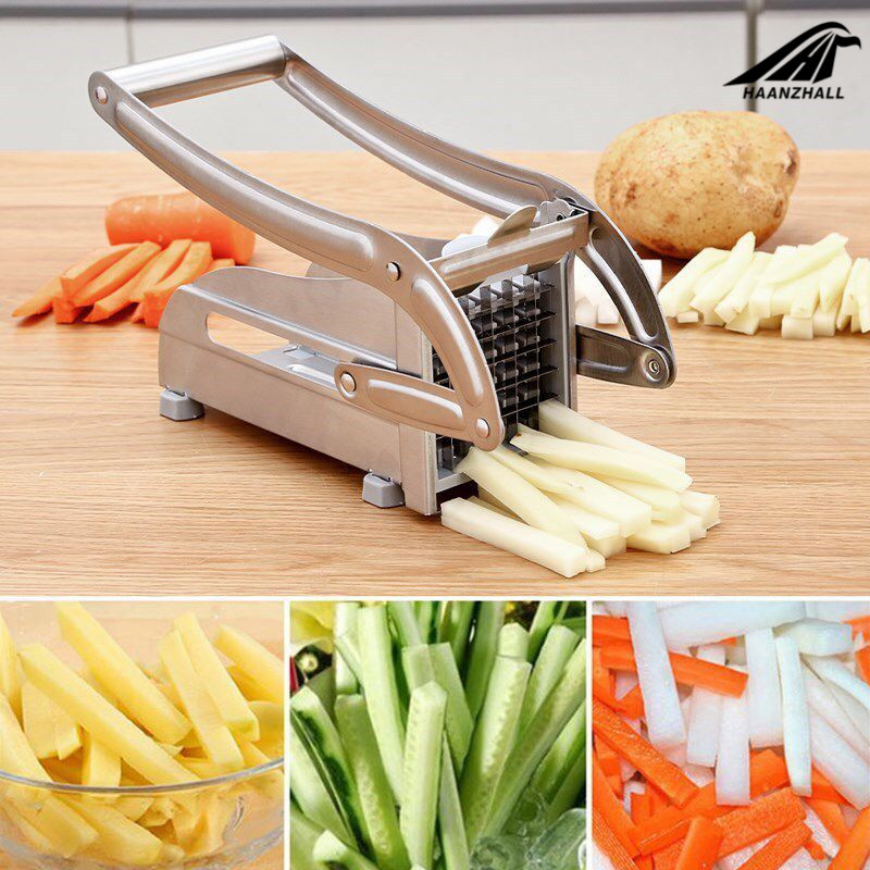 2 Blades Stainless Steel Home French Fries Potato Chips Strip Slicer Cutter Chopper Chips Machine Making Tool Potato Cut Fries