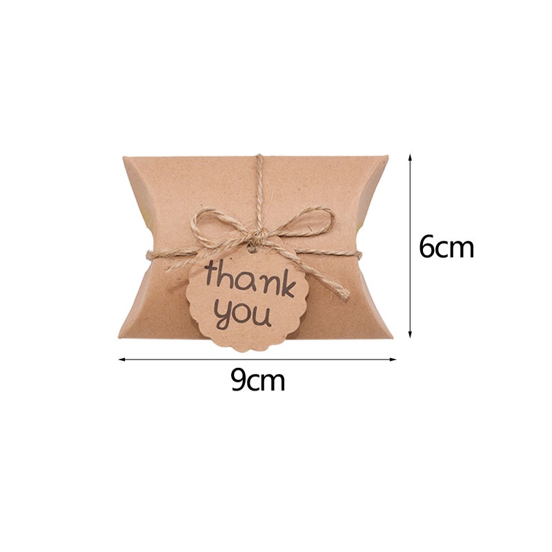 20pcs Candy Box Kraft Paper Pillow Shape Wedding Favor Gift Boxes Pie Party Bags Eco Friendly Packaging Crafts Birthday Supplies