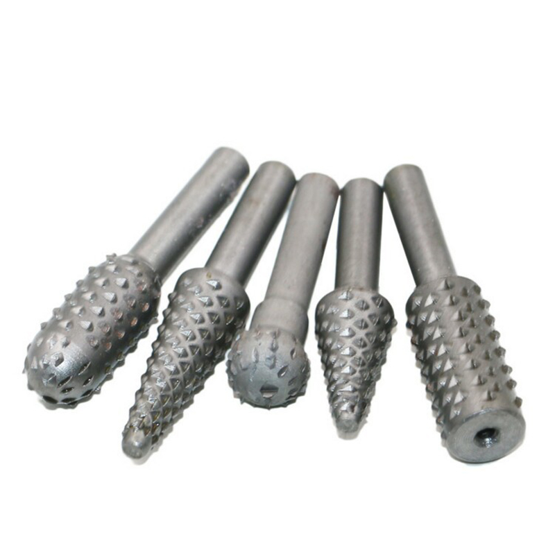 5pcs Set Rotary Rasp File 6mm Shank Burr File Rasp Woodworking Drill Bits Rotary File Wood Drilling DIY Tool Accessories