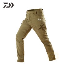 Winter Outdoor Tactical Pants Men Loose Waterproof Velvet Multi-Pocket Fishing Pants Solid Durable Trousers Fishing Clothes