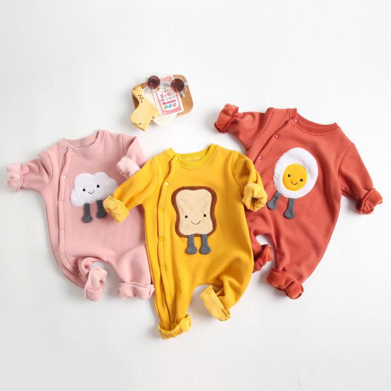 2020 Cute Cartoon Autumn Cotton Long Sleeve Baby Romper Newborn Baby Boys Girls Romper Winter Plus Velvet Baby Clothes