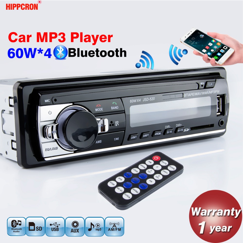 Car radio 1 Din MP3 Player FM Audio Music USB SD Digital Bluetooth with In Dash Slot AUX Input