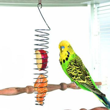 Portable Hanging Spiral Feeder Stainless Steel Parrot Bird Food Basket Foraging Toy For Birds Parrot Pet Food Fruit Holder