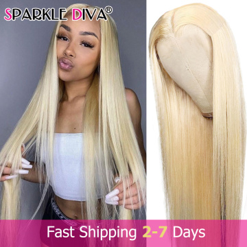 613 Honey Blonde Human Hair Wigs Brazilian Straight Hair Wig For Black Women Middle Part 13x1 Lace Front Wig Remy 150 Density