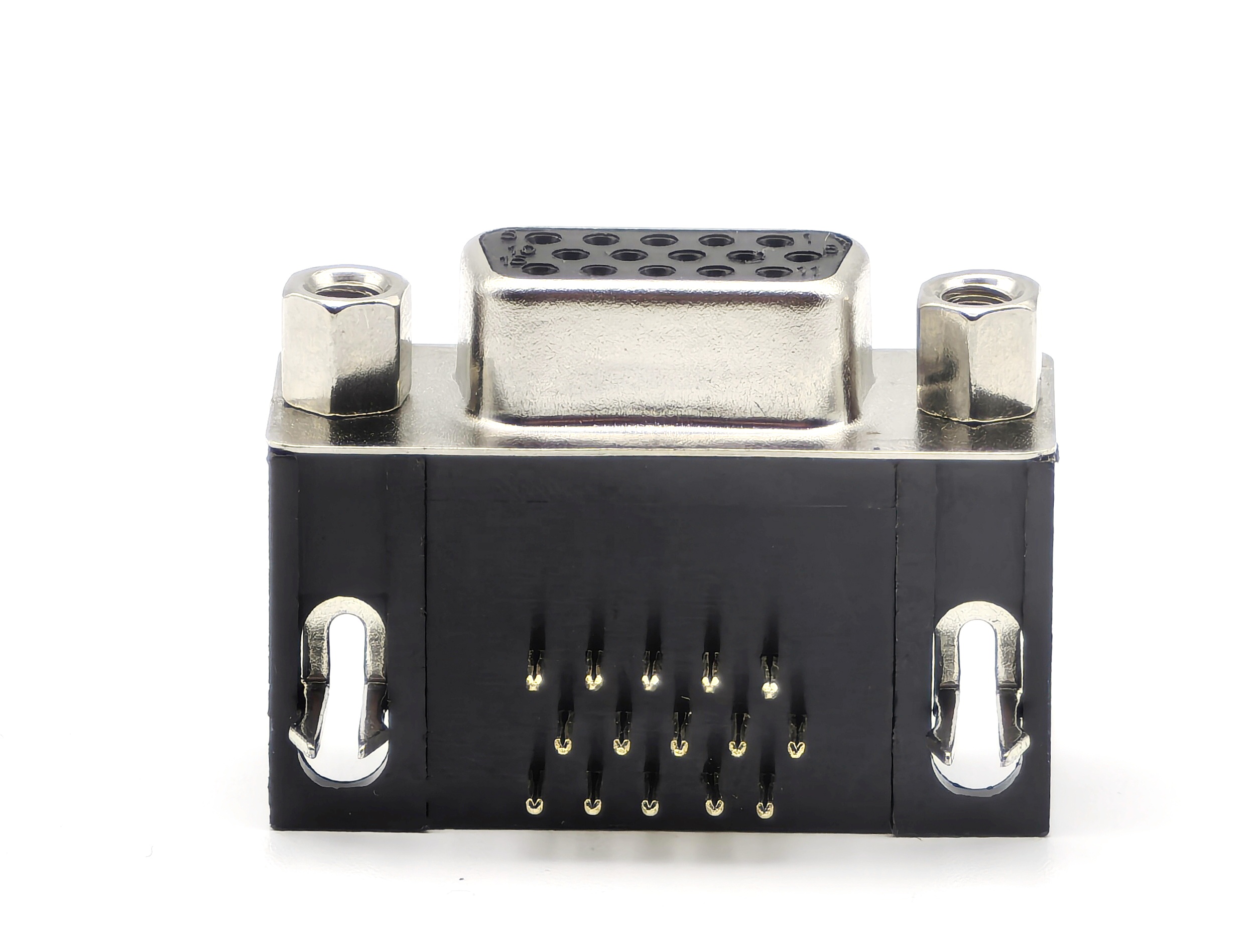 D-Sub Connector: Female 3-Row 8.89mm Selective Gold Plating Riveted Black Plastic RoHS Compliant 15P