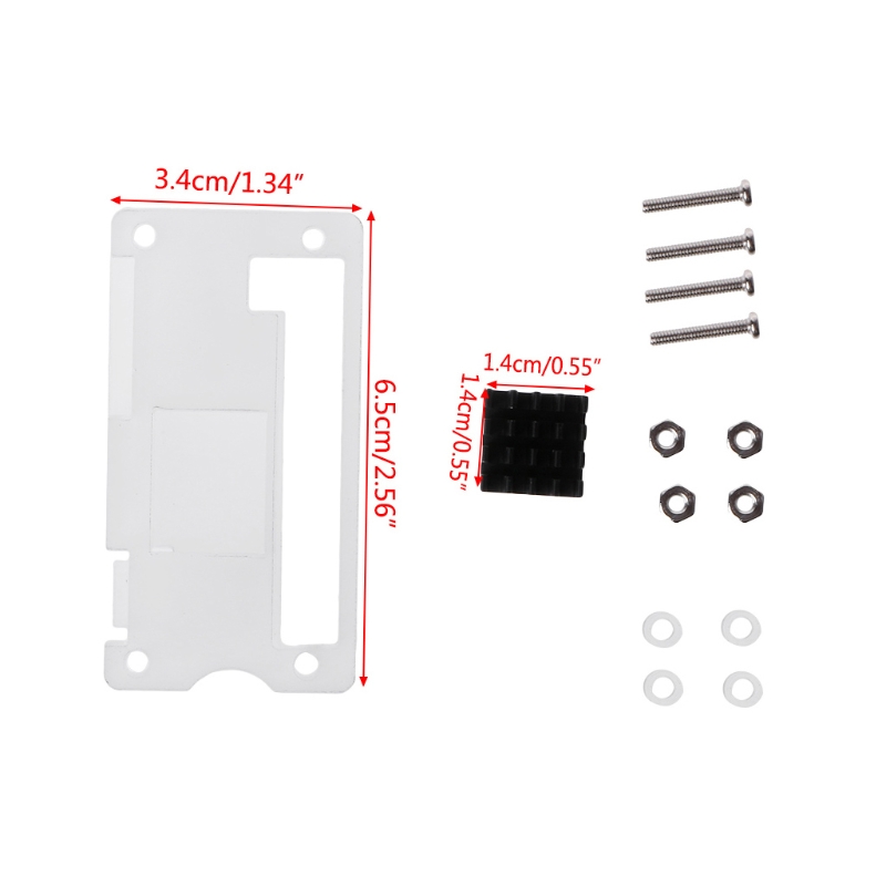 Acrylic Enclosure Case Shell + Aluminum Cooler Heat Sink Kit For Raspberry Pi Zero V1.3