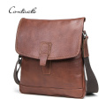 CONTACT'S NEW Men Handbags Vegetable Tanned Cow Leather Messenger Bag Casual Male Cross Body Shoulder Bags for 10.5 inch iPad