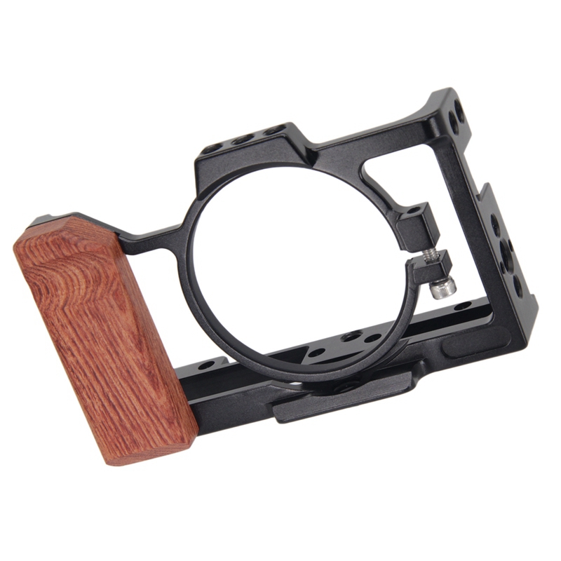 Camera Cage for Sony ZV1 with Wooden Side Handle Cold Shoe for Microphone Led Light Camera