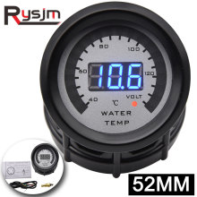 52mm 2 Inch LCD Digital Car Water Temp Gauge With Sensor + voltmeter 12v Volt Meter Water Temperature Gauge Motorcycle meter