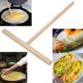 1pcs Kitchen Home Tools Wooden T Shape Rake Round Batter Pancake Crepe Spreader DIY Pancake Canteen Specially Supplies Dropship