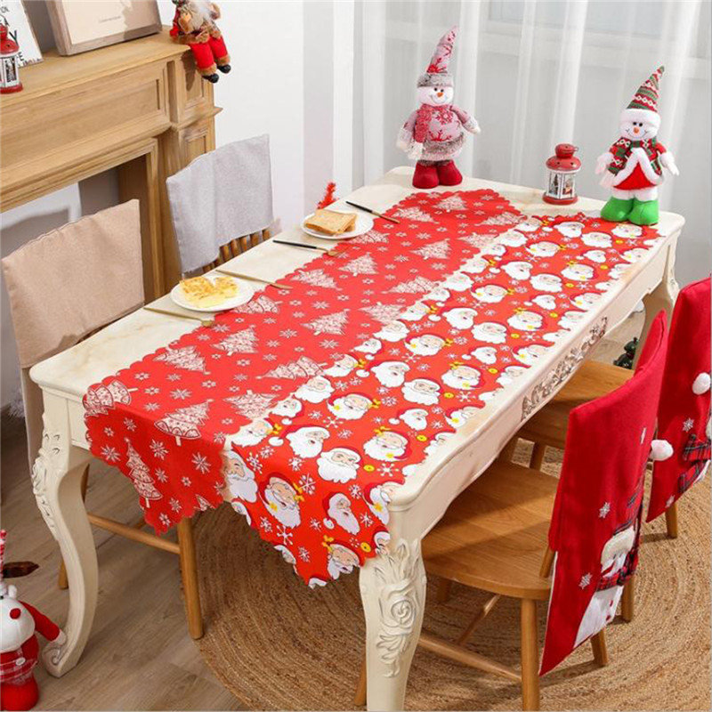 Christmas Table Runner Festival Table Cloth Desktop Decorative Tablecloth Christmas Ornament 34x180cm