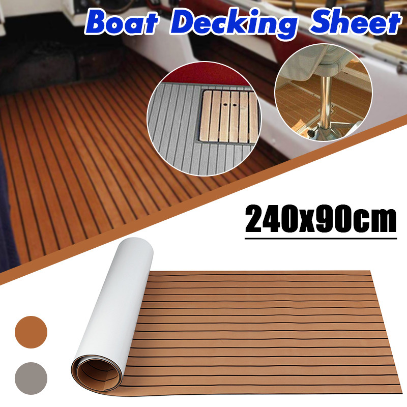 2400x900x5mm Self-Adhesive Foam Teak Decking EVA Foam Marine Flooring Faux Boat Decking Sheet Accessories Marine Grey/Brown