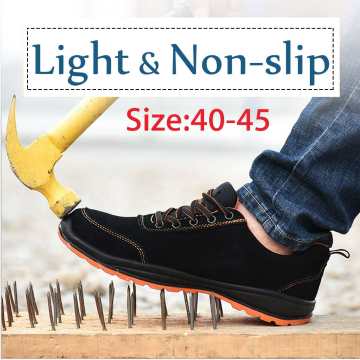 Men Outdoor Anti-slip Steel Toe Cap Work Safety Shoes Anti-puncture Breathable Construction Safety Boots Shoes 40 41 42 43 44 45