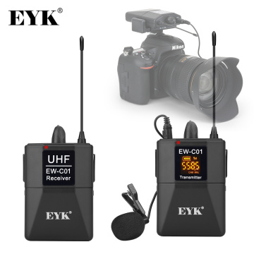 EYK EW-C01 30 Channels UHF Wireless Lavalier Microphone System with Handheld Style Lapel Mic Interview for SLR Camera Camcorder
