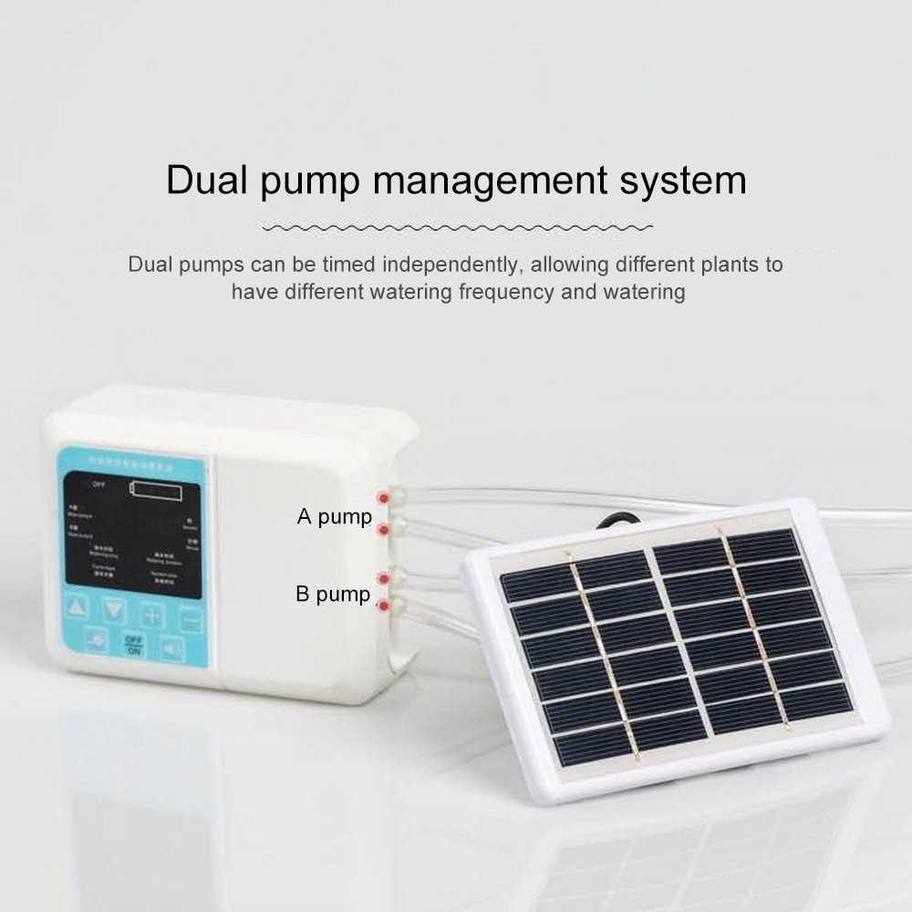 Double Water Pump Solar Energy Drip Irrigation System Smart Automatic Plant Watering Device Irrigation Timer Self Watering Kit