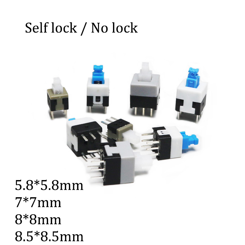 10PCS/LOT 5.8x5.8 7x7 8x8 8.5x8.5mm Self Locking / UNlock Push Tactile Power Micro Switch 6 Pin Button Switches