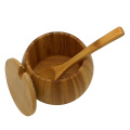 Bamboo Wooden Spice Jar Sugar Bowl Salt Pepper Condiment Box