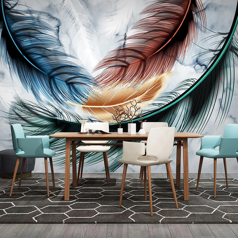 Custom 3D Wallpaper Wall Art Colorful Feathers Nordic Mural Modern Dining Room Living Room Sofa TV Background Photo Wall Paper