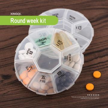 Plastic 7 Slots Round Daily Weekly 7 Days Tablet Pill Medicine Holder Organizer Pill Craft Beads Jewelry Storage Box Case Pastil