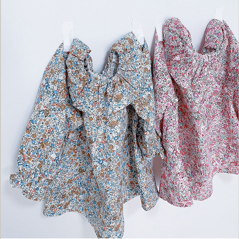 Flower Kids Baby Girls Blouse Shirt Spring Autumn Fashion Girls Floral Shirt Long Sleeve Blue Flower Printed Girls Blouse Shirt