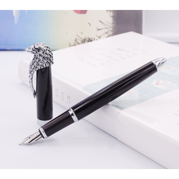 Fuliwen Owl Fountain Pen Eagle Head Clip Medium Nib 0.7mm , Unique Style Vivid Black Collection Gift Pen for Office Business