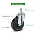 Bolt with Circlip Black Rubber Wheel Caster