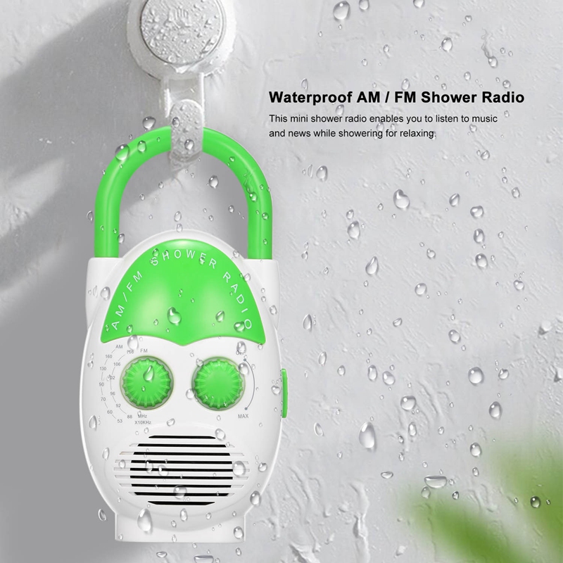 Music AM FM Fashion Battery Powered Home Shower Radio Gift Bathroom Large Button Insert Card Top Handle Mini Waterproof Speaker