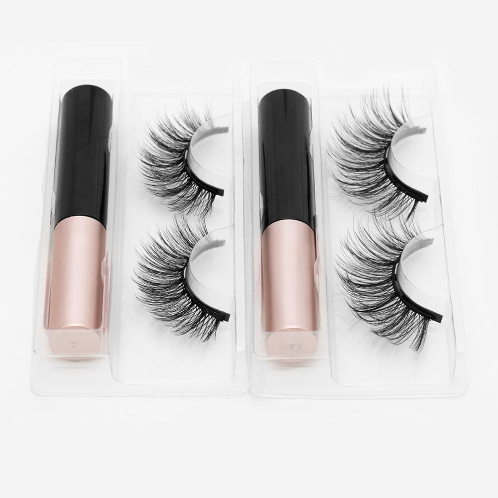 Magnetic Eyelashes 3D Mink Fake Eyelash Magnet Eyeliner Mink Fake Eyelash Waterproof Liquid Long Lasting Eyelash