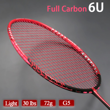 T700 Carbon Fiber Ultralight 6U 72g Strung Badminton Racket Max Tension 30LBS Professional Training Rackets Speed Racquet Sport
