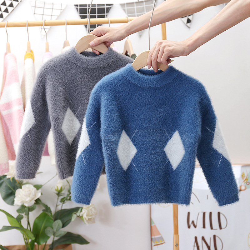 2-8Y Toddler Kid Baby Boy Sweater Autumn Winter Warm Pullover Top Cute Fashion Gentleman Knitwear Children Clothing Outfit