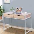 Household Wood Computer Study Table Laptop Desk Table with Double Drawers for Living Room Office Home Use
