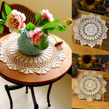 Lace Crochet Round Placemat DIY Handmade Cotton Cup Coasters For Kitchen Table Place Mats Pads Party Wedding Table Decoration