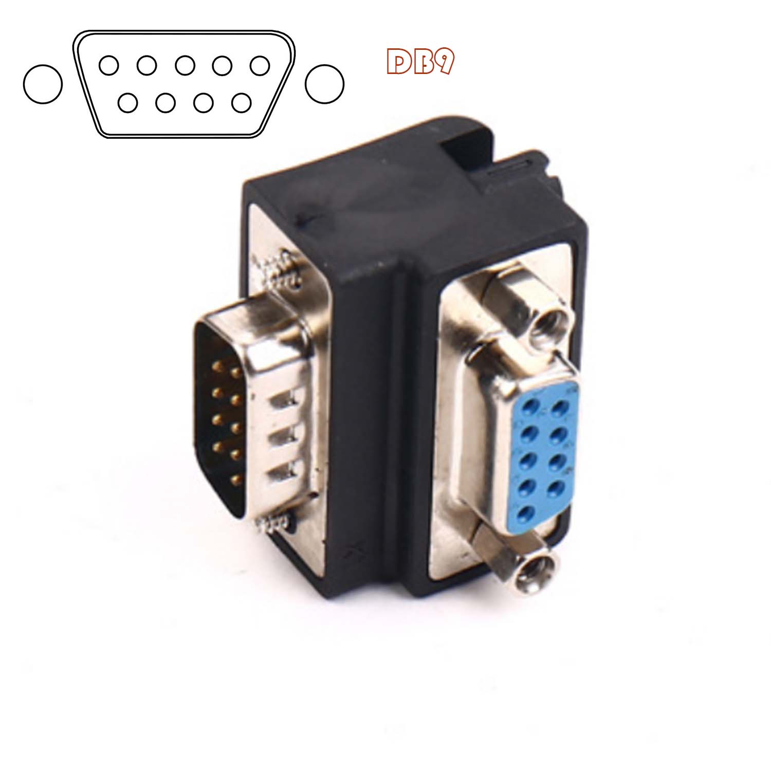 Angle 90 Degree DB 9 pin 9pin DB9 RS232 Male To Female Extension Cable Adapter convertor