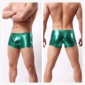 AOMU Senson Men Leather Boxers Bright Gold/Black/Yellow/Green Faux Leather Sexy Panties Performance Underwear Boxer Homme