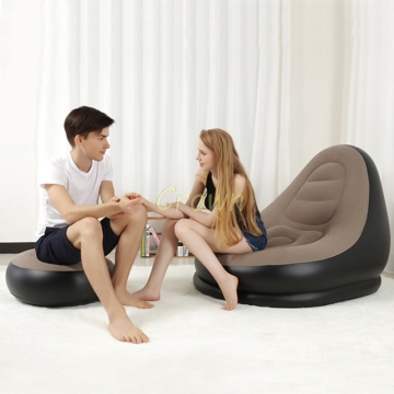 Inflatable Sofa with Foot Rest Home Leisure Living Room PVC Air Lounge Chairs Cushion Stool Garden Lounger Furniture Infatables