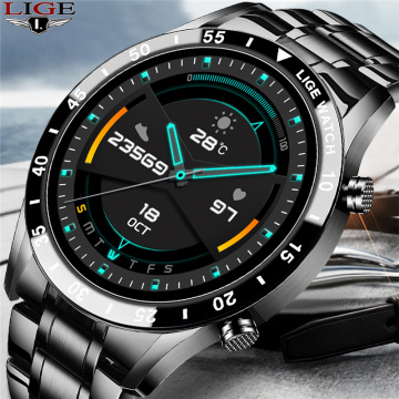 LIGE New Men Smart watch Heart rate Blood pressure IP68 waterproof sports Fitness watch Luxury Smart watch male for iOS Android