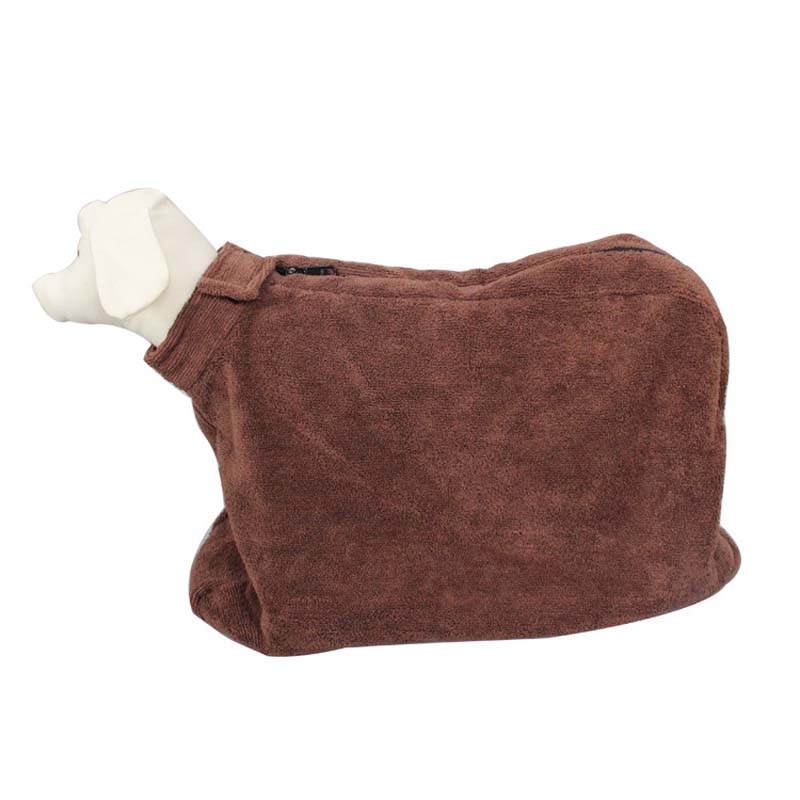 Whole Wrap Dog Bathrobe Pet Clothes Car Travel Absorbent Quick Drying Towel for Small Medium Large Dogs Bath Towel Brown XS-L
