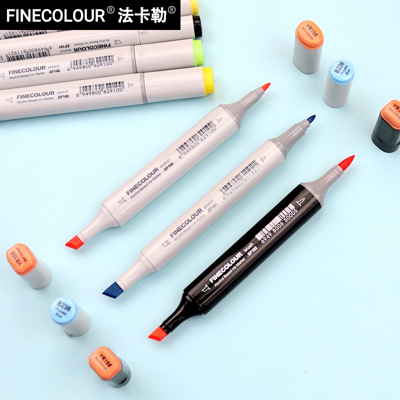 FINECOLOUR Art Markers Brush Pen EF100/EF101/EF102 240/160/480 Colors Drawing Alcohol Based Markers Dual Head Anime Art Supplies
