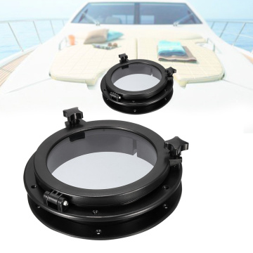 21cm/8inch Black RV Car Boat Yacht Window Round Shape Opening Portlight Hatch Car Replacement Portlight ABS Durable