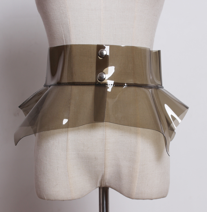 2021 spring summer women fashion designer plastic PVC clear belt ruffles asymmetric peplum belts corset sexy club
