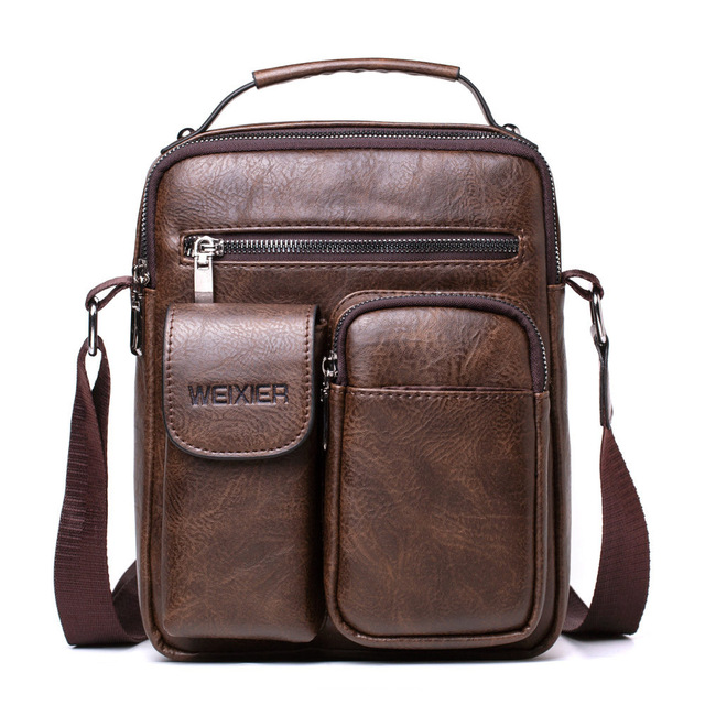 Men Shoulder Bag for 10.5" iPad Large Men Handbag PU Leather Man Shoulder Crossbody Bags Business Travel Man Messenger Bag Brown