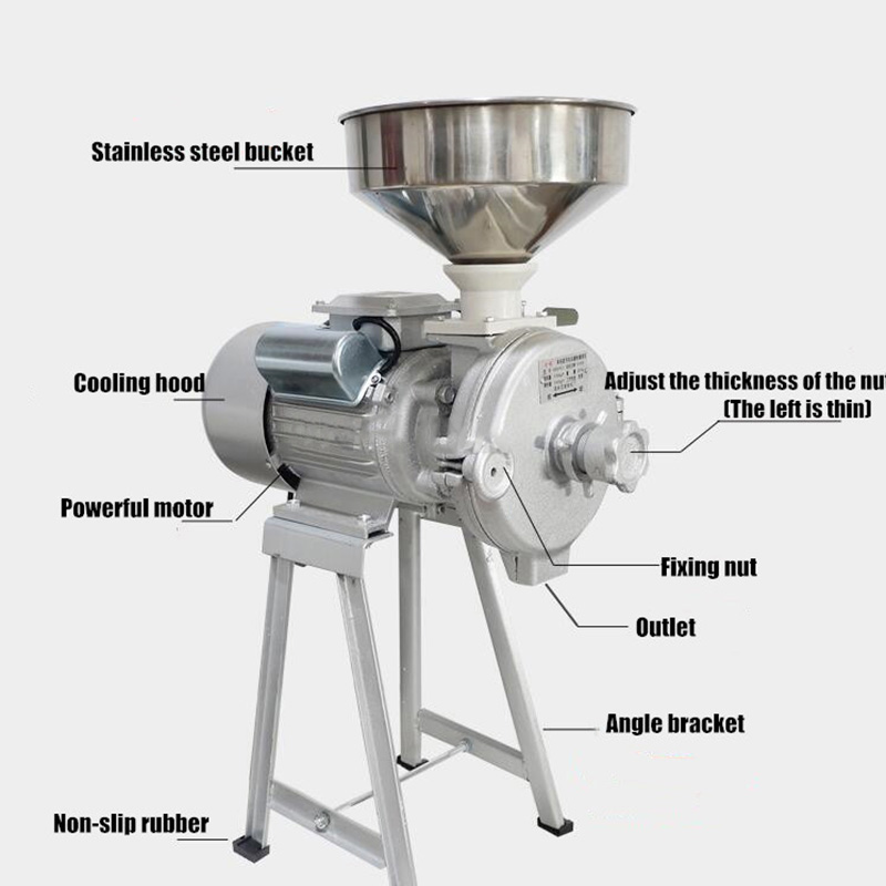 Commercial DryWet Peanut Butter MachineMaker 2200W Grain Mill Grinder For Beans Tofu SesameChili Sauce Corn Four Refiner Hot