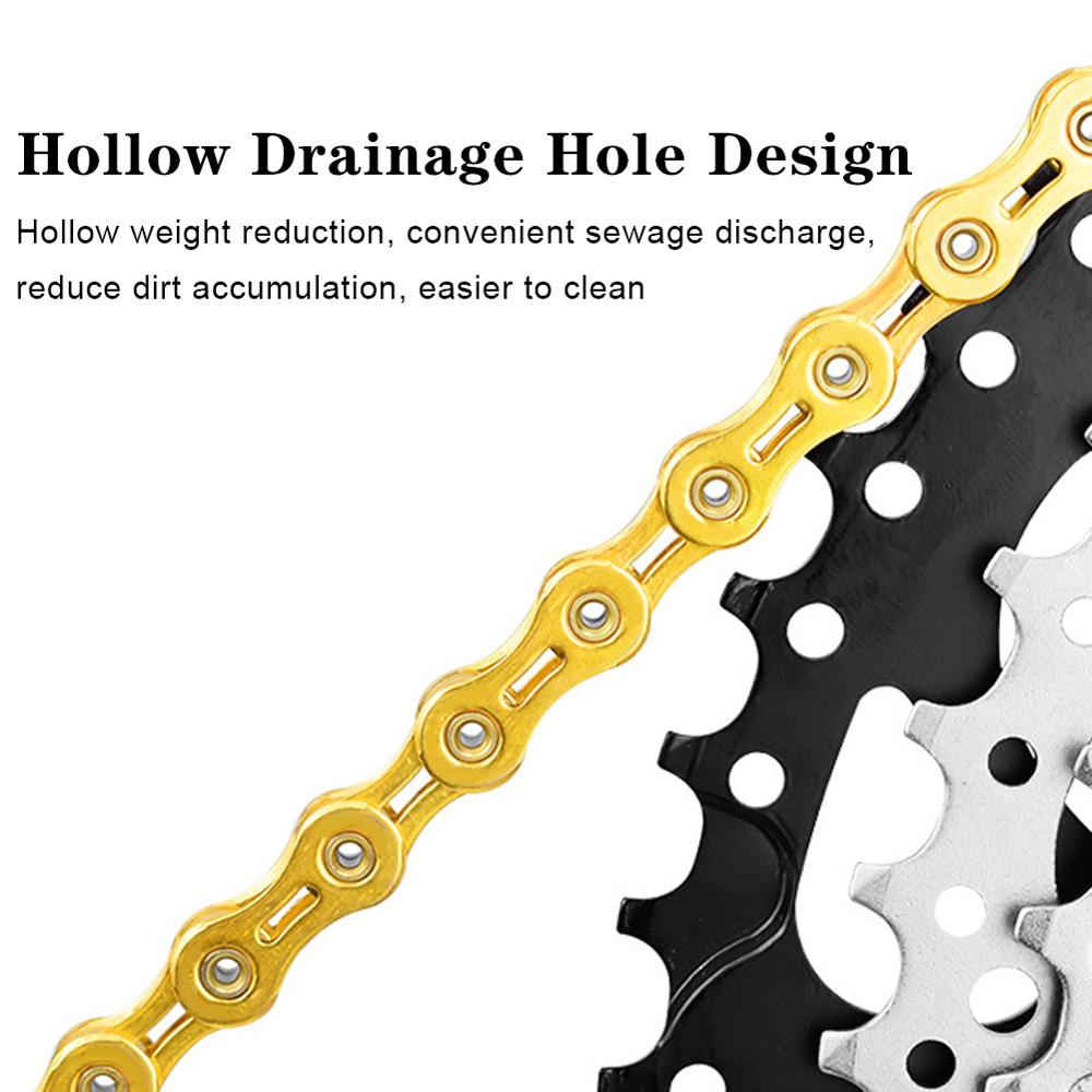 8 speed Bicycle chain silver half hollow bike chain mountain road bike full hollow chains ultralight 116L gold