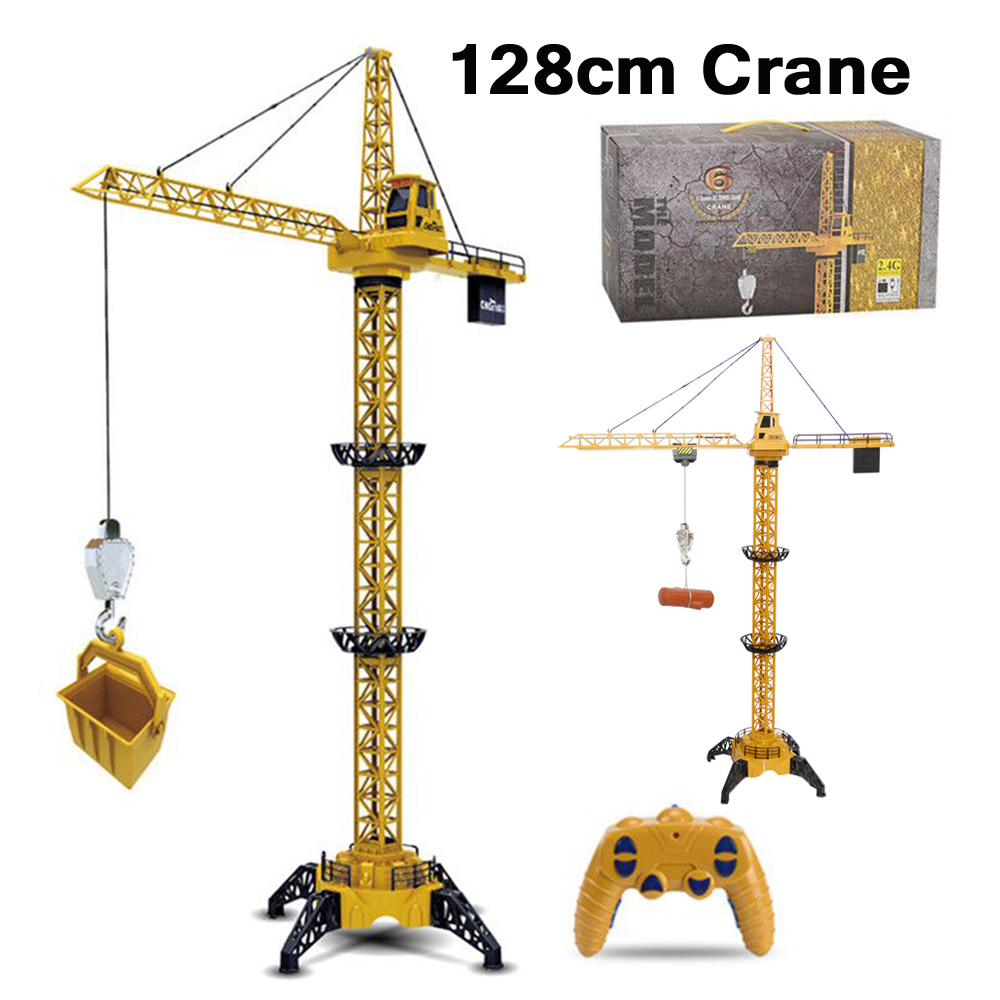 Upgraded Version Remote Control Construction Crane 6CH 128CM 680 Rotation Lift Model 2.4G RC Tower Crane Toy For Boy Kids Gift