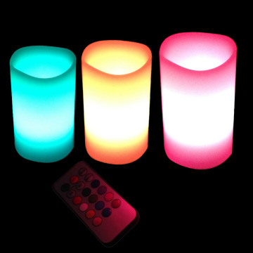 3pcs Colorful Changing Colors LED Flickering Flameless Paraffin Wax Candles With battery remote controller Christmas Decor