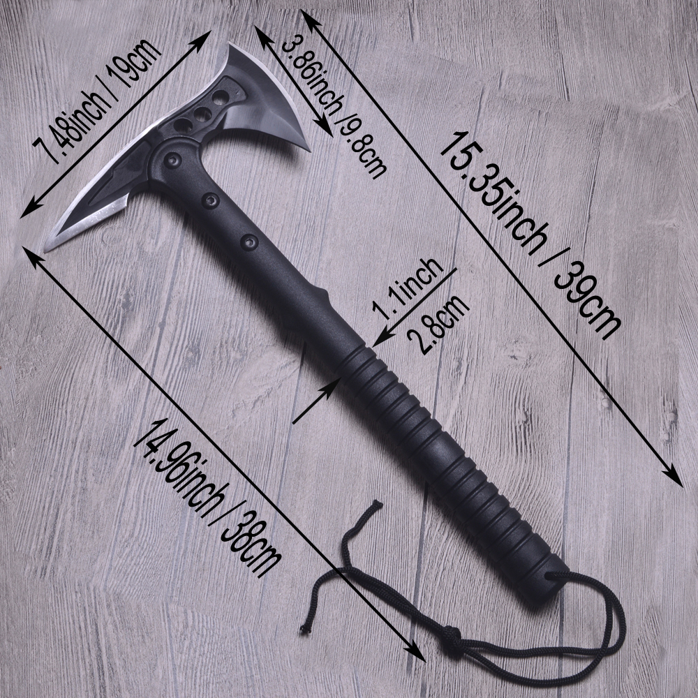 King Sea Outdoor Axe Fire Ice Army High Carbon Steel Tactical Tomahawk Practical Axe Nylon and Fiberglass Handle Camping Hatchet