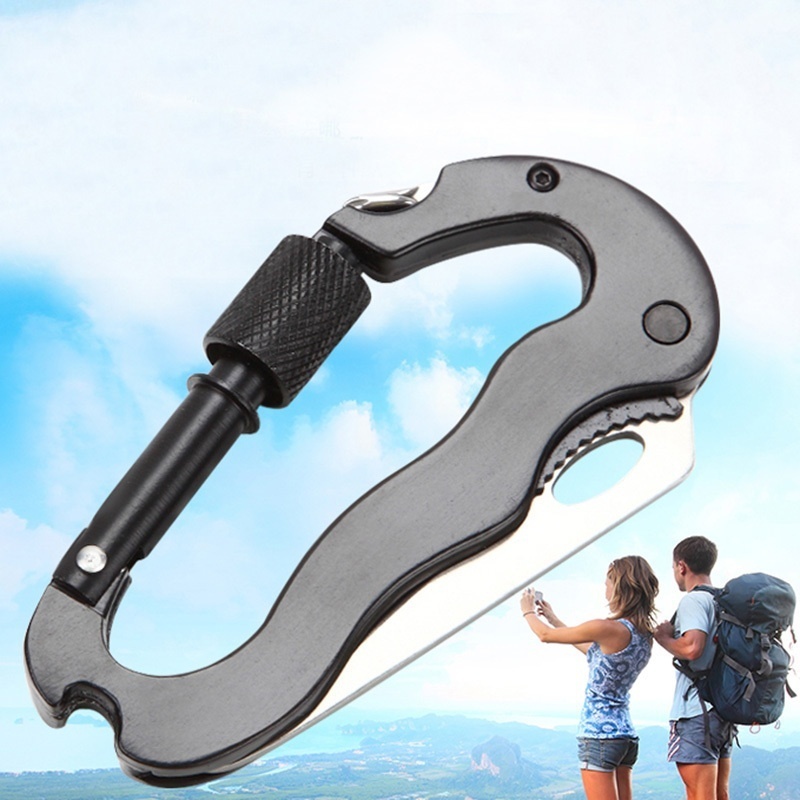5 In 1 Multifunctional Outdoor Hiking Survival Rock Climbing Gear Carabiner Tool Carabiner Hook Gear Screwdriver Opener