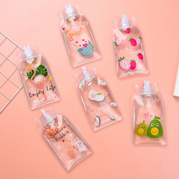 Cute Transparent Hot Water Bag Hand Warmers Cartoon Simple Hot Water Bottle Hand Warmers Belly Treasure Portable Hot Water Bags