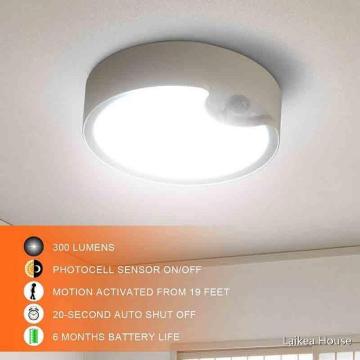 Motion Sensor Ceiling Light Battery Operated Indoor/Outdoor LED Ceiling Lights 4XD Battery Alkaline Batteries (Without Battery)