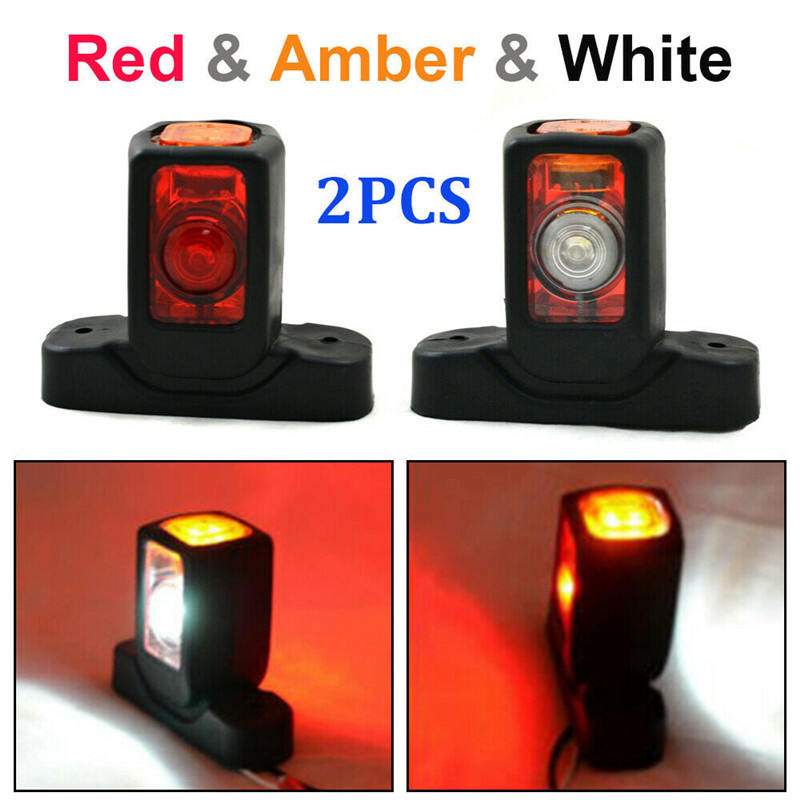 2PCS 4 LED Outline Marker Side Light Outline Lamp Car Truck Trailer Van Red White Amber Marker Lights Truck LED Light 24V 12V